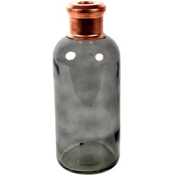 Countryfield Bloemenvaas Firm Bottle - transparant grijs/koper - glas - D11 x H27 cm - Vazen