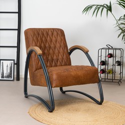 Industriële fauteuil Ivy eco-leer cognac