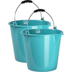 PlasticForte Huishoudemmer - 2x - lichtblauw - 9 liter - Emmers