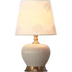 Fine Asianliving Tafellamp Porselein met Kap Wit