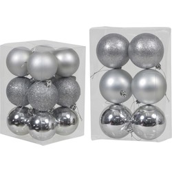 Kerstversiering set kerstballen zilver 6 - 8 cm - pakket van 36x stuks - Kerstbal