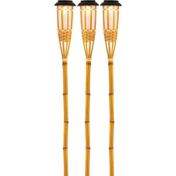 Lumineo tuinfakkel met solar verlichting - 3x - Bodi - 54 cm - LED vlam - Fakkels