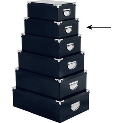 5Five Opbergdoos/box - donkerblauw - L32 x B21.5 x H12 cm - Stevig karton - Bluebox - Opbergbox