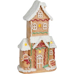 House of Seasons Kerstversiering Huis - 27x15.5x47.5 cm - Keramiek - Bruin