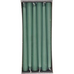 36x Lange kaarsen groen 25 cm 8 branduren dinerkaarsen/tafelkaarsen - Dinerkaarsen