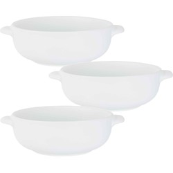 Set van 4x stuks snackschaaltjes wit van porselein 13 cm rond - Kommetjes