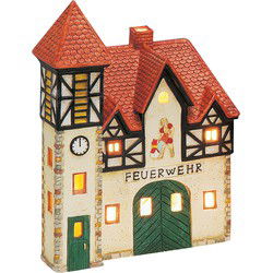 Wurm Lichthaus "Fire Department" van porselein, Kleurrijk (B/H/D) 16x22x10cm