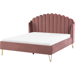 Beliani AMBILLOU - Tweepersoonsbed-Roze-Fluweel