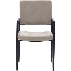 Eetkamerstoel Taupe Stof - Zithoogte 47cm - 48x52x90cm - Elin - Set van 2