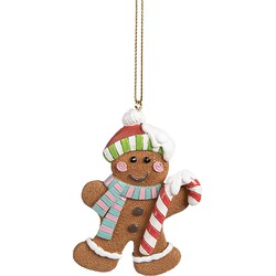 Clayre & Eef Kersthanger Gingerbread man  6x1x18 cm Bruin Kunststof Kerstboomversiering