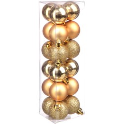 Atmosphera Kerstballen - goudkleurig - 18ST - glans en mat - 3cm - Kerstbal