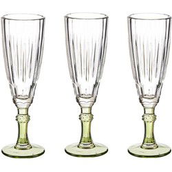 Luxe Exotic Collection Champagneglazen set 6x stuks op groen voet 170 ml - Champagneglazen