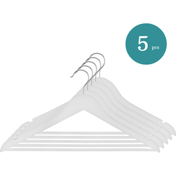 Nordix Kledinghangers Set 5 stuks - Wit - Hout - Kleerhangers