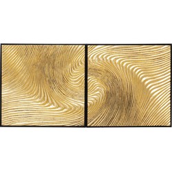 Kare Schilderij Wave Gold (Set van 2)