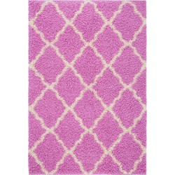 Safavieh Shaggy Indoor Geweven Vloerkleed, Dallas Shag Collectie, SGD257, in Roze & Ivoor, 155 X 229 cm