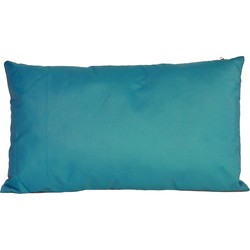 Bank/sier kussens voor binnen en buiten in de kleur petrol blauw 30 x 50 cm - Sierkussens