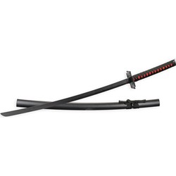 A RED AND BLACK HANDLED KATANA
