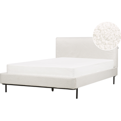 Beliani CORIO - Tweepersoonsbed-Wit-Bouclé