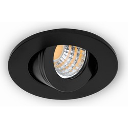 Groenovatie Inbouwspot LED 3W, Rond, Kantelbaar, Aluminium, Dimbaar, Zwart