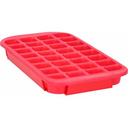 XL ijsblokjes vorm - 32 ijsklontjes - rood - 33 x 18 x 3.5 cm - rubber - IJsblokjesvormen