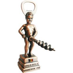 Manneke Pis flesopener/kurkentrekker - wijnflessen openener - brons - 13 cm - metaal - Kelnersmessen