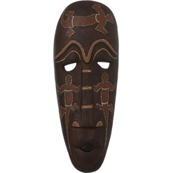  J-Line Decoratie Masker Afrikaanse Tekeningen Poly - Bruin