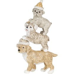 Clayre & Eef Beeld Hond 10x4x18 cm Grijs Beige Polyresin Kerstdecoratie