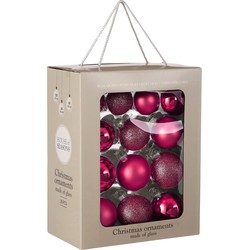 House of Seasons Kerstballen Set - 26 Stuks - Ø7 cm - Glas - Fuchsia