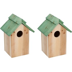 2x Groen vogelhuisje voor kleine vogels 24 cm - Vogelhuisjes