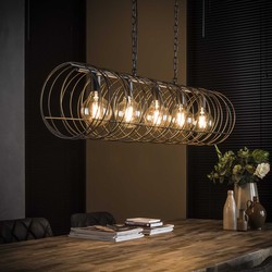 Hoyz - Hanglamp met 5 lampen - Spiraal Diameter Ø28 - Grijs - 120CM - Verstelbaar - Industrieel