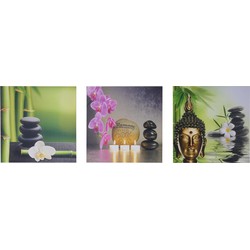 Cosmo Casa Canvas Schilderij - Wandafbeelding - Spanraam - Foto Kunstafdruk - 3 delen - 150x50cm - Boeddha