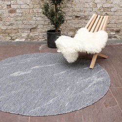 Rond Buitenkleed Marble - Grijs/wit - dubbelzijdig - EVA Interior - Polypropyleen - Rond 240 Ø - (XXL)