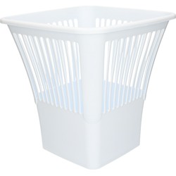 Plasticforte Afvalbak/vuilnisbak/kantoor prullenbak - plastic - wit - 30 cm - Prullenmanden