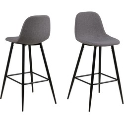 Barstoel Lichtgrijs Stof - Zithoogte 65cm - Willy - Set van 2