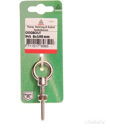 Oogbout rvs 8x100mm