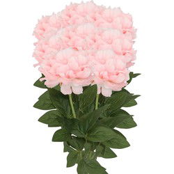 DK Design Kunstbloemen boeket pioenroos - 8x - licht roze - zijde - 71 cm - decoratie bloemen - Kunstbloemen