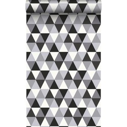 Origin Wallcoverings behang grafische driehoeken zwart en wit - 53 cm x 10,05 m - 347202