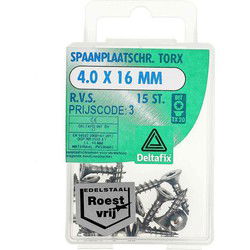 Spaanplaatschr. torx 4.0x16mm rvs 15st