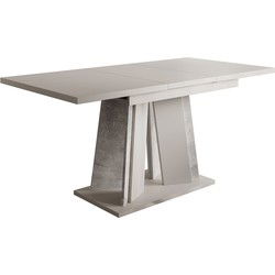 Meubella - Eetkamertafel Delilah - Mat wit - Betonlook - 160 cm - Uitschuifbaar