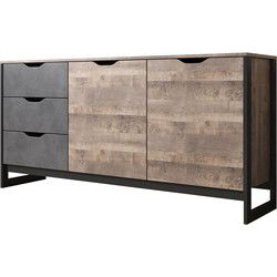 Meubella - Dressoir Acasia - Grijs - Eiken - 161 cm