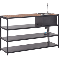 AVETRANA - Buitenkeuken met wasbak - Lichthout/Zwart - Staal