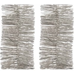 8x Kerst lametta guirlandes licht parel/zilver 270 cm kerstboom versiering/decoratie - Kerstslingers