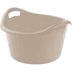 Hega Hogar Grote teil/afwasbak/kuip - kunststof - rond - handvatten - 45 x 27 cm - 18L - beige - Afwasbak