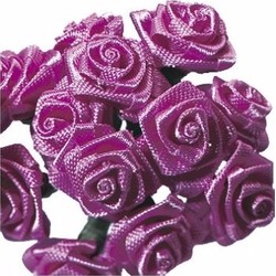 Rayher Decoratie roosjes satijn - bosje van 12x - paars - 12 cm - Hobbydecoratieobject