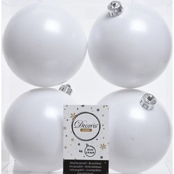 4x Kunststof kerstballen mat winter wit 10 cm kerstboom versiering/decoratie - Kerstbal