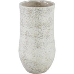 PTMD Bloempot Dorin - 16x16x30 cm - Cement - Wit