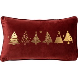 Textino TREES - Kussenhoes 30x50 cm - Kerst - Biking red - rood - Textino