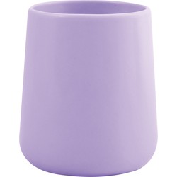 MSV Badkamer drinkbeker Malmo - Keramiek - lila paars - 8 x 10 cm - Tandenborstelhouders