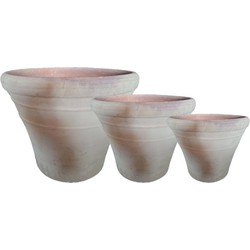 PTMD Bloempot Palle - 55x55x45 cm - Terracotta - Beige - Set van 3