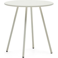 Kave Home - Montjoi ronde buitentafel in staal met witte afwerking, Ø 70 cm